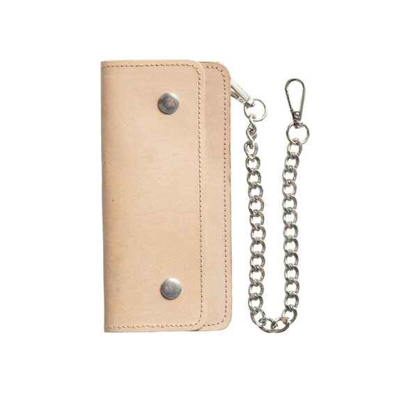 LARGE TRUCKER - Vegetable Tanned Leather Wallet Natural - Picture 1 of 3